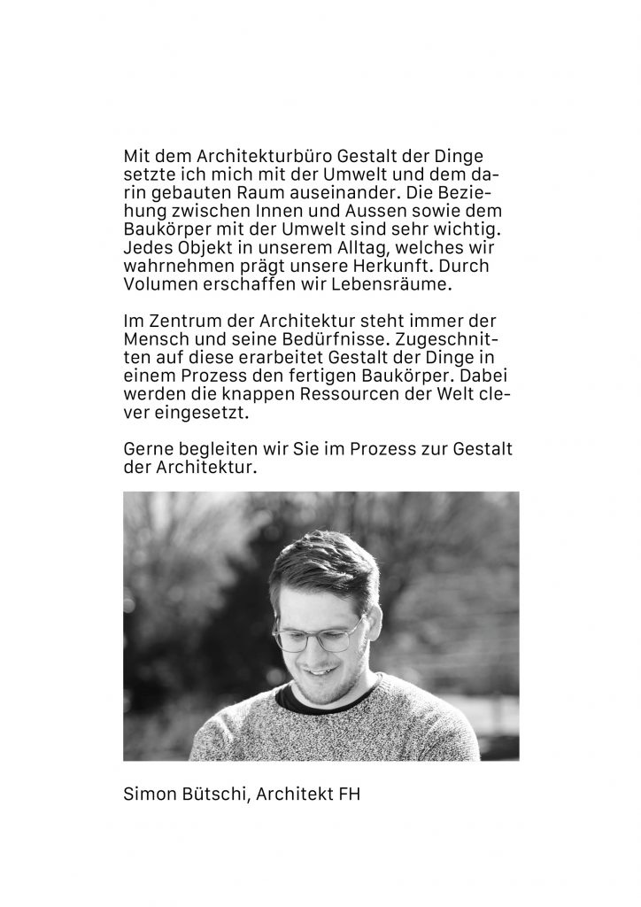 Gestalt der Dinge GmbH Simon Bütschi Zürich